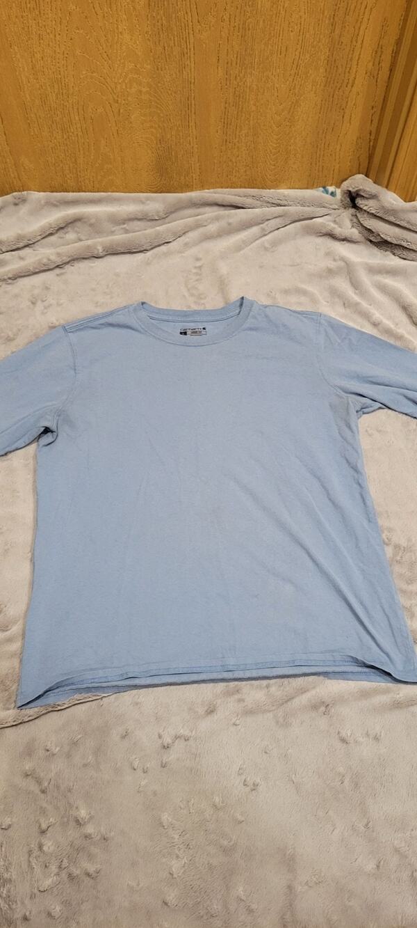 Carhartt Loose Fit Long Sleeve Graphic Tshirt Youth L 12-14 Blue Logo Tee Fall